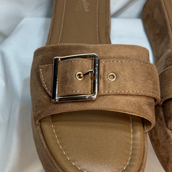 Seychelles Poppy Brown Suede Buckle Platform Mule Slide Sandals 9.5 - Picture 7 of 11
